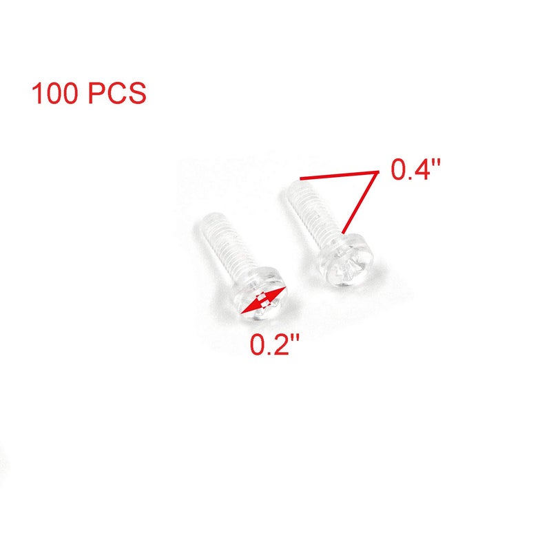 Geesatis 100 Pcs Transparent Acrylic PC Plastic Screw with Nut Tighten Screws Clear Acrylic Pillips Cross Pan Hand Tighten Screw Non-Slip M3 X 10MM / 0.4"" - Image 2